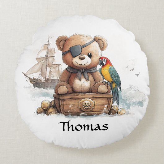 Pirate Teddy Bear Adventure - Rond Kussen (Voorkant)