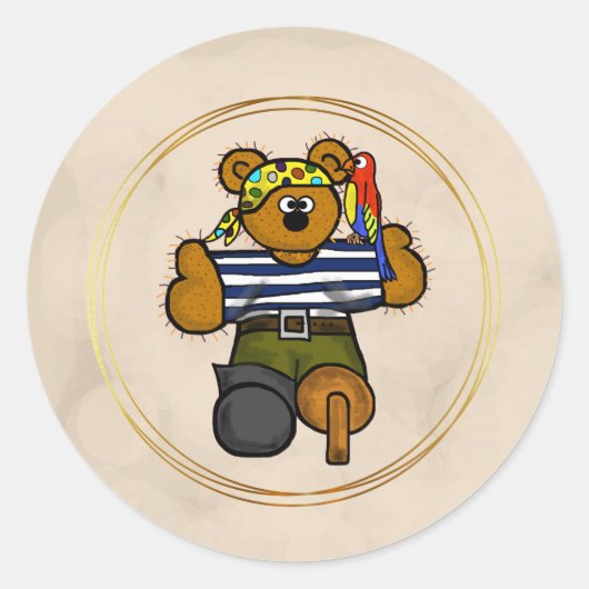 Pirate Teddy Bear Stickers (Voorkant)