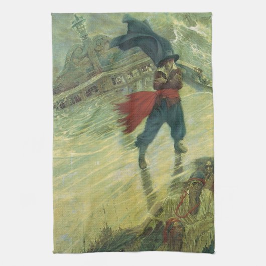Pirate, The Flying Dutchman van Howard Pyle Theedoek (Verticaal)
