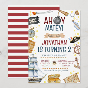 Pirate Theenmaal Birthday Party Kaart