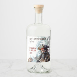Pirate thema artsy Eten en Drank Label Set Likeurfles Etiket