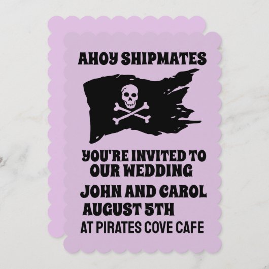 PIRATE THEMA BRUILOFT aangepaste uitnodigingen (Voorkant / Achterkant)