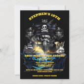 Pirate thema jolly roger ahoy matey schedel party kaart (Voorkant)