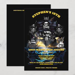 Pirate thema jolly roger ahoy matey schedel party kaart