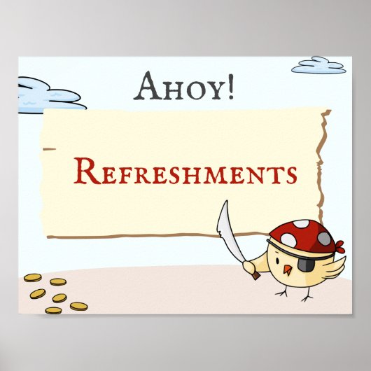 Pirate Thema met vogelherfrisdranken Poster (Voorkant)