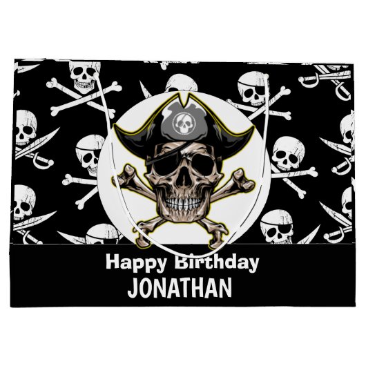 Pirate thema Partij Volwassen Schedel en Cross Bot Groot Cadeauzakje (Achterkant)