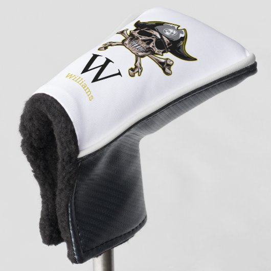Pirate thema Partij Volwassen schedel Monogram Golfheadcover (3/4 voorkant)