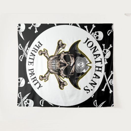 Pirate thema Party Adult Skull.Botten Achtergrond Wandkleed (Voorkant (horizontaal))