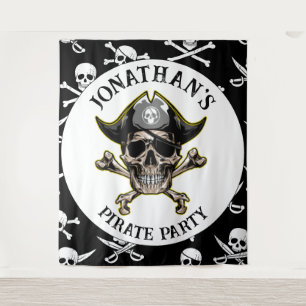 Pirate thema Party Adult Skull.Botten Achtergrond Wandkleed