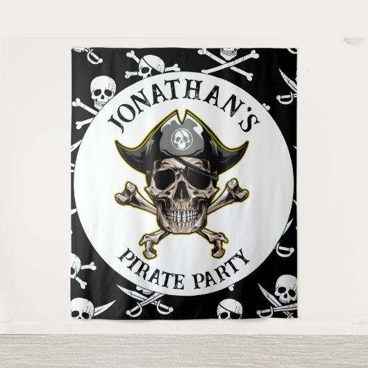 Pirate thema Party Adult Skull.Botten Achtergrond Wandkleed (Voorkant)