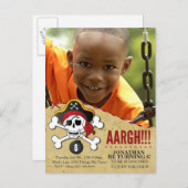 Pirate Thema Party Uitnodiging voor Kinderen (Voorkant / Achterkant)