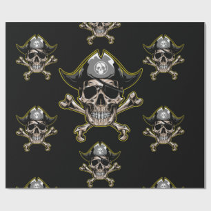 Pirate thema Party volwassen schedel Botten Cadeaupapier