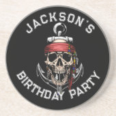 Pirate thema Party Volwassen schedel NAUTICAL Wit Zandsteen Onderzetter (Voorkant)