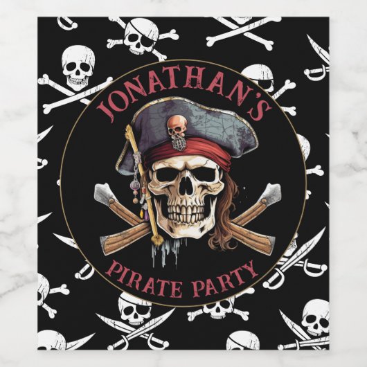 Pirate thema Party Volwassen Schip Kapitein Skull Wijn Etiket (Enkel label)