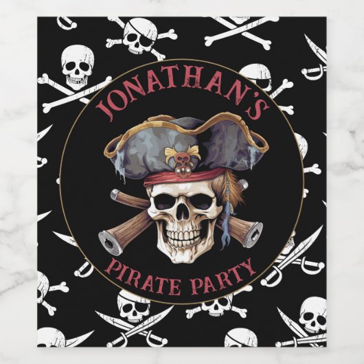 Pirate thema Party Volwassen schip Kapitein Skull Wijn Etiket (Enkel label)