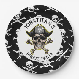 Pirate thema Party Volwassen Skull.Cross Botten Papieren Bordje