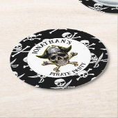 Pirate thema Party Volwassen Skull.Cross Botten Ronde Kartonnen Onderzetter (Gebogen)