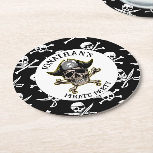Pirate thema Party Volwassen Skull.Cross Botten Ronde Kartonnen Onderzetter (Gebogen)