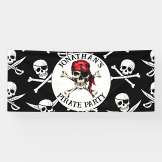 Pirate thema Party Volwassen Zoute Schedel Zwart. Spandoek