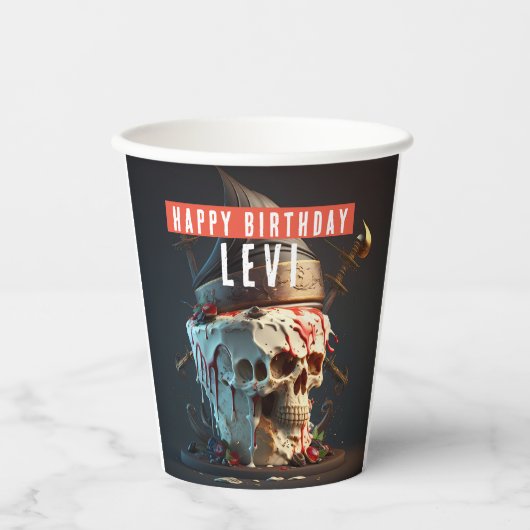 Pirate thema verjaardag papieren bekers (Voorkant)