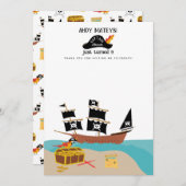 Pirate Thema Verjaardagsfeestje Dank u Bedankkaart (Voorkant / Achterkant)
