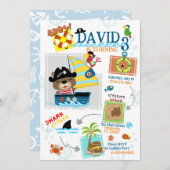 Pirate Thème Anniversaire Fête Invitation (Devant / Derrière)