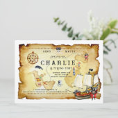 Pirate Thème Anniversaire Fête Invitation (Debout devant)