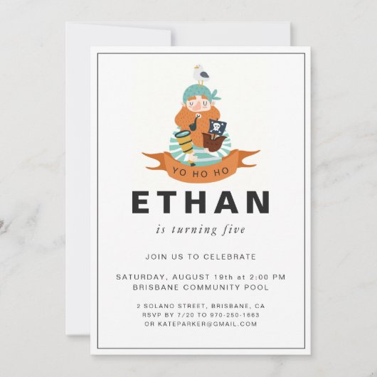 Pirate Thème Anniversaire Fête Invitation (Devant)