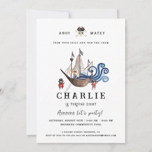 Pirate Thème Anniversaire Fête Invitation (Devant)