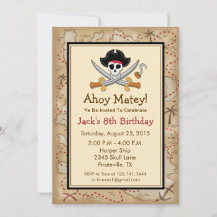 Pirate Thème Anniversaire Fête Invitation