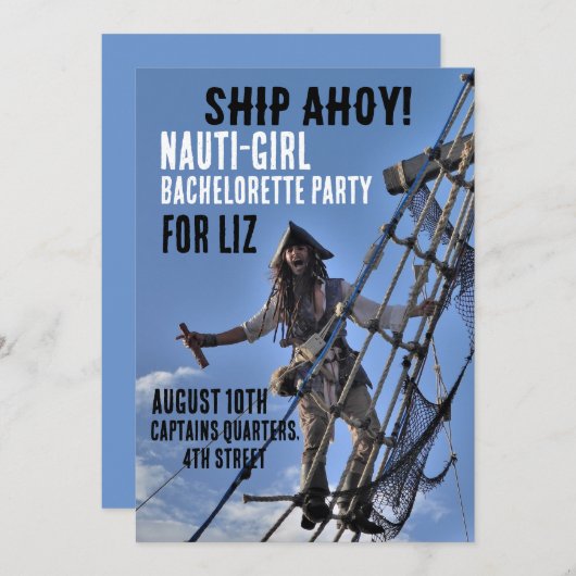 PIRATE THÈME BACHELORETTE INVITATIONS DU PARTI (Devant / Derrière)