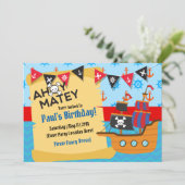 Pirate Theme Birthday Invitations Kaart (Staand voorkant)
