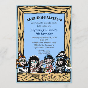 Pirate Theme Birthday Party Boy's Kaart