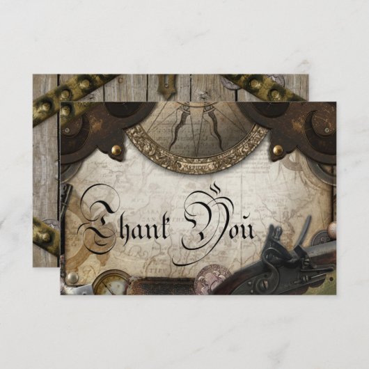 Pirate Theme Dank u kaart (Voorkant / Achterkant)