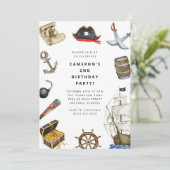 Pirate Themed Birthday Party Invitation (Debout devant)