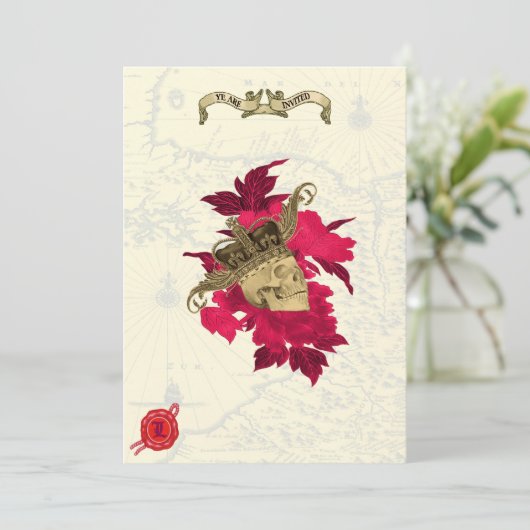 Pirate Thleed Wedding Invites Kaart (Staand voorkant)