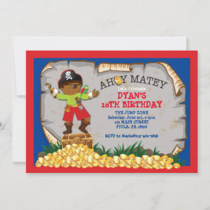 Pirate Treasure Chest Birthday Party Invitation Kaart