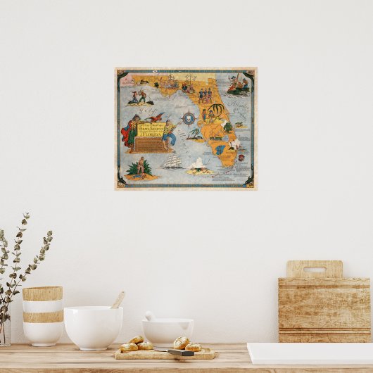 Pirate Treasure Graphique de Floride Poster (Cuisine)