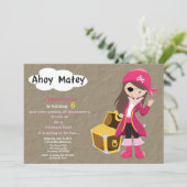 Pirate Treasure Hunt Birthday Invitation Kaart (Staand voorkant)