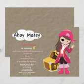 Pirate Treasure Hunt Birthday Invitation Kaart (Voorkant / Achterkant)