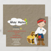 Pirate Treasure Hunt Birthday Invitation Kaart (Voorkant / Achterkant)