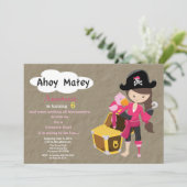 Pirate Treasure Hunt Birthday Invitation Kaart (Staand voorkant)