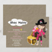 Pirate Treasure Hunt Birthday Invitation Kaart (Voorkant / Achterkant)
