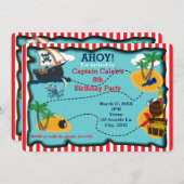 Pirate Treasure Map Anniversaire Fête Invitations (Devant / Derrière)