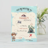 Pirate Treasure Map Invitation de la fête des enfa (Debout devant)