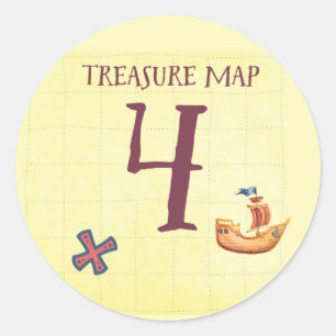 Pirate Treasure Map Leeftijd 4 Ronde Sticker