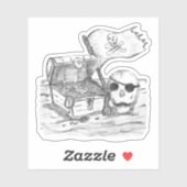 Pirate Treasure Scene Schets Sticker (Vel)