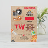 Pirate Tweede Verjaardag Jongen 2e Verjaardag Part Kaart (Staand voorkant)