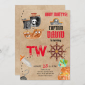 Pirate Tweede Verjaardag Jongen 2e Verjaardag Part Kaart (Voorkant / Achterkant)