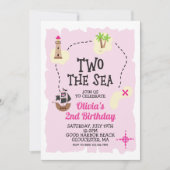 Pirate Two Sea Pink Invitation d'anniversaire (Devant)